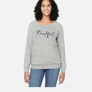 Buffalo Ladies’ Printed Cozy Top Color: Grey Heather Thankful/S